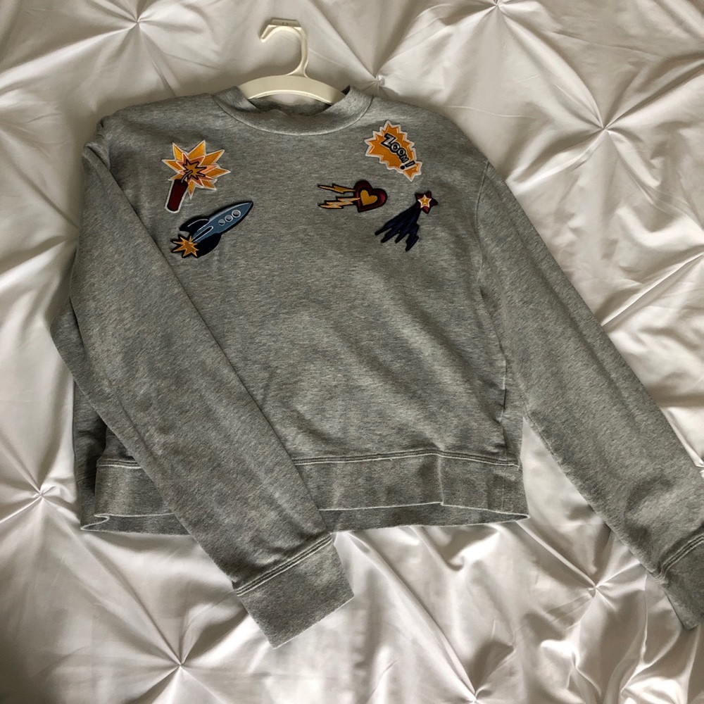 Cropped Sweater with Patches
